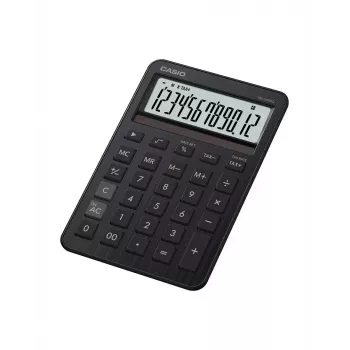 Calcolatrice da tavolo CASIO MS-200DQ — basic, 12 cifre, batteria/solare, funzioni tasse e margine, nero