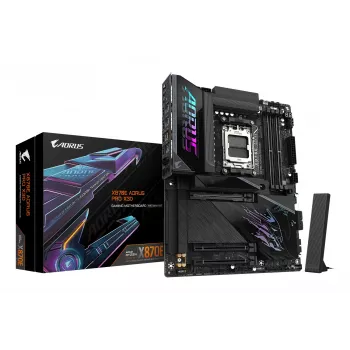 Scheda madre GIGABYTE X870E AORUS PRO X3D ATX – socket AMD AM5, 18+2+2 VRM, DDR5 fino a 9000 MHz (OC), 2×PCIe5 + 2×PCIe4, Wi‑Fi 7, 5GbE, USB4
