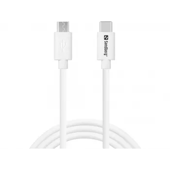 Cavo di ricarica Sandberg USB-C>MicroUSB 1m, 1 m, USB C, Micro-USB B, bianco