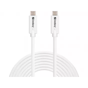 Sandberg USB-C>C USB 3.2 Gen2 100W, 5m, 5 m, USB C, USB C, USB 3.2 Gen 2 (3.1 Gen 2), 10 Gbit/s, bianco