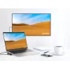 Manhattan dock/hub USB-C con lettore di schede e MST, porte (x7): Ethernet, HDMI (x2 4K@60Hz), USB-A (x3) e USB-C, con Power Delivery (PD) 100 W – richiede caricabatterie USB-C esterno (non incluso). Alimentato via USB (nessun alimentatore esterno necessario) se PD non viene utilizzato