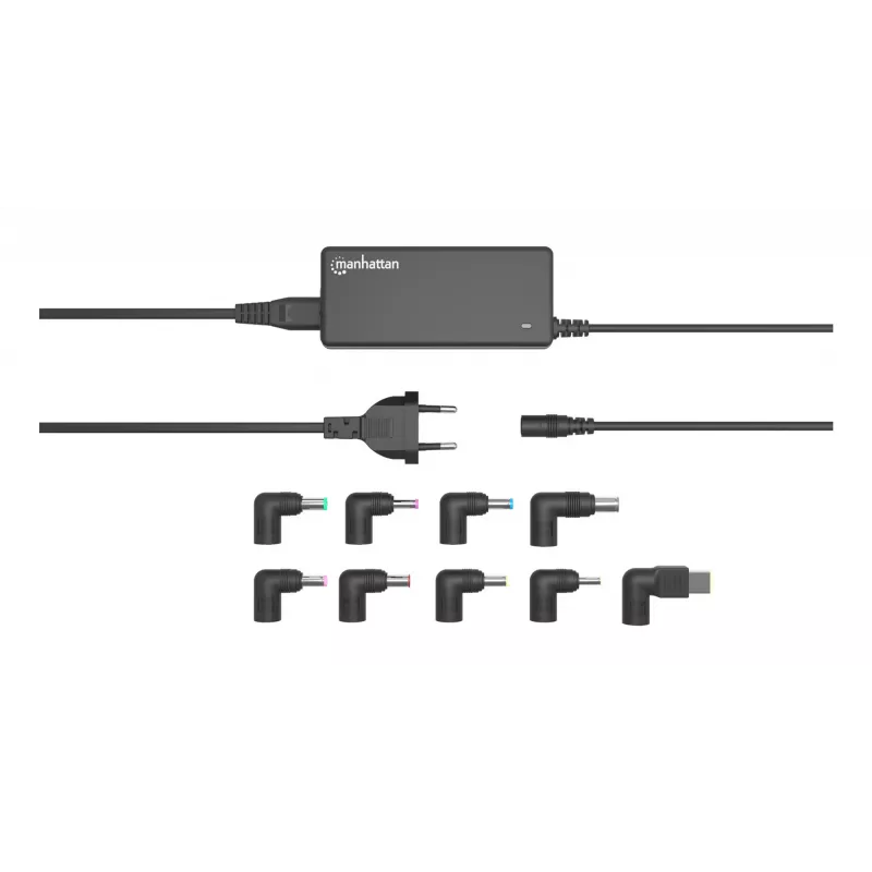 Manhattan alimentatore universale per notebook/laptop EU, 65 W, automatico con 9 punte, compatibile con la maggior parte dei laptop, ideale come alimentatore di ricambio, cavo di alimentazione EU, compatibile tra gli altri con: Acer, Asus, Dell, Fujitsu, HP, Lenovo, Samsung, Toshiba e altri