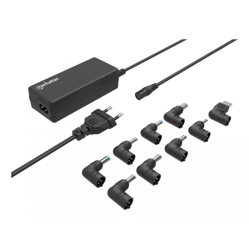 Manhattan alimentatore universale per notebook/laptop EU, 65 W, automatico con 9 punte, compatibile con la maggior parte dei laptop, ideale come alimentatore di ricambio, cavo di alimentazione EU, compatibile tra gli altri con: Acer, Asus, Dell, Fujitsu, HP, Lenovo, Samsung, Toshiba e altri