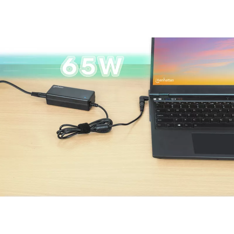 Manhattan alimentatore universale per notebook/laptop EU, 65 W, automatico con 9 punte, compatibile con la maggior parte dei laptop, ideale come alimentatore di ricambio, cavo di alimentazione EU, compatibile tra gli altri con: Acer, Asus, Dell, Fujitsu, HP, Lenovo, Samsung, Toshiba e altri