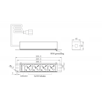 PDU rack Lanview LVR-2MSCH-SCH-C13-4 – Unità di distribuzione di corrente Lanview modello LVR-2MSCH-SCH-C13-4