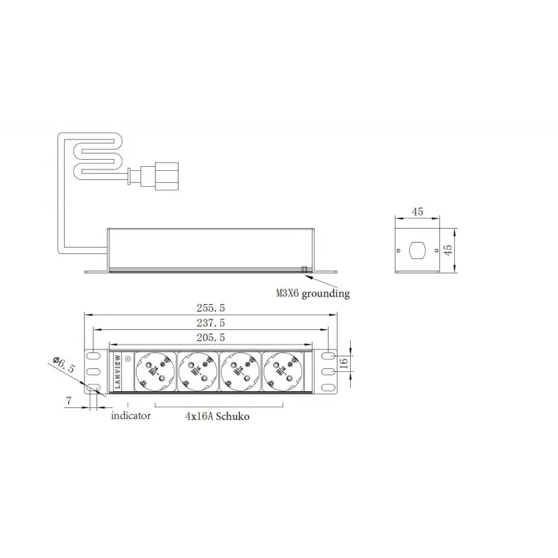 PDU rack Lanview LVR-2MSCH-SCH-C13-4 – Unità di distribuzione di corrente Lanview modello LVR-2MSCH-SCH-C13-4