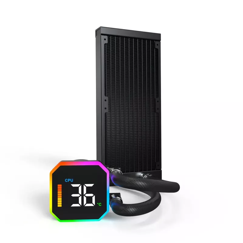 Montech HyperFlow Digital 240 dissipatore liquido all-in-one per processore 12 cm nero 1 pz.