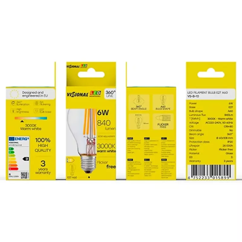 VISIONAL VS-B-10 lampadina LED, 6 W, 840 lm, 3000 K