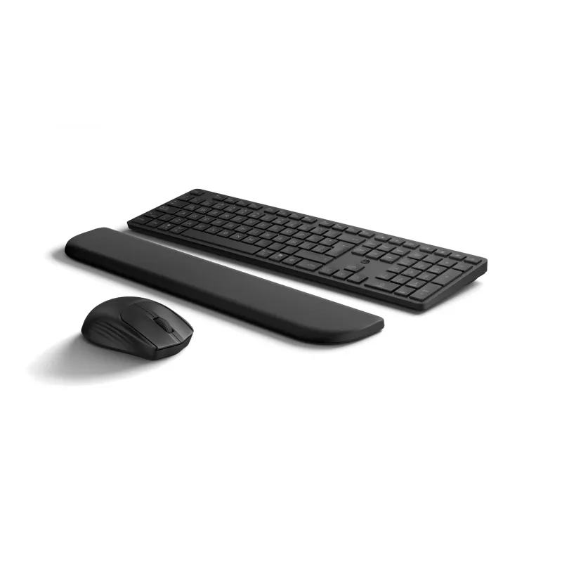 Set tastiera e mouse HP Multi-Device USB/Bluetooth PR585C con poggiapolsi, nero, mouse incluso