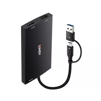 Adattatore per cavo video Lindy 43430 0,11 m USB Type-C 2 x HDMI nero