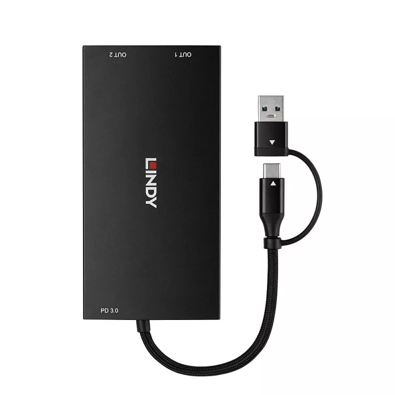 Adattatore per cavo video Lindy 43430 0,11 m USB Type-C 2 x HDMI nero