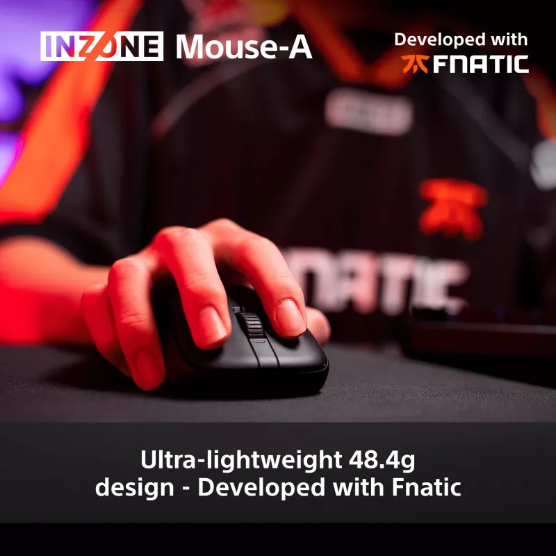 Mouse da gaming wireless Sony INZONE per destrimani RF ottico 30000 DPI, accelerazione 70G, scroll a rotella