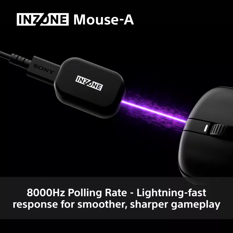 Mouse da gaming wireless Sony INZONE per destrimani RF ottico 30000 DPI, accelerazione 70G, scroll a rotella