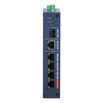 Switch managed hardened DAHUA CHS4106-4ET-60 — 6 porte, 4x PoE 10/100, L2, 4,8 Gbit/s, 8000 MAC
