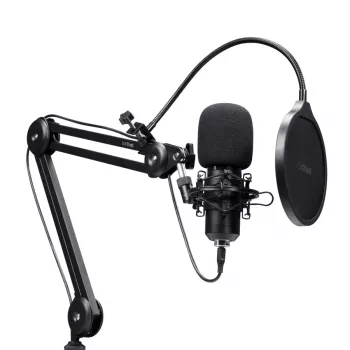 Microfono per podcast TRUST GXT 270 Emita II+ — a condensatore USB, con filo, corpo in metallo, nero, cavo 2,5 m