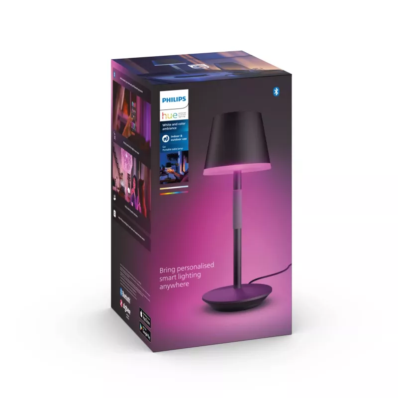 Lampada da tavolo intelligente Philips Hue Go portatile Bluetooth Zigbee nero