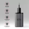 Caricabatterie da parete AXAGON ACU-PQ67D, 67W, USB-C PD3.0 + USB-A QC4+, 2 uscite, display LCD, 100–240V