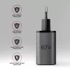 Alimentatore AXAGON ACU-PQ67, 67W, PD3.0 + QC4+, 1x USB-C + 1x USB-A, 100–240V, grigio/nero
