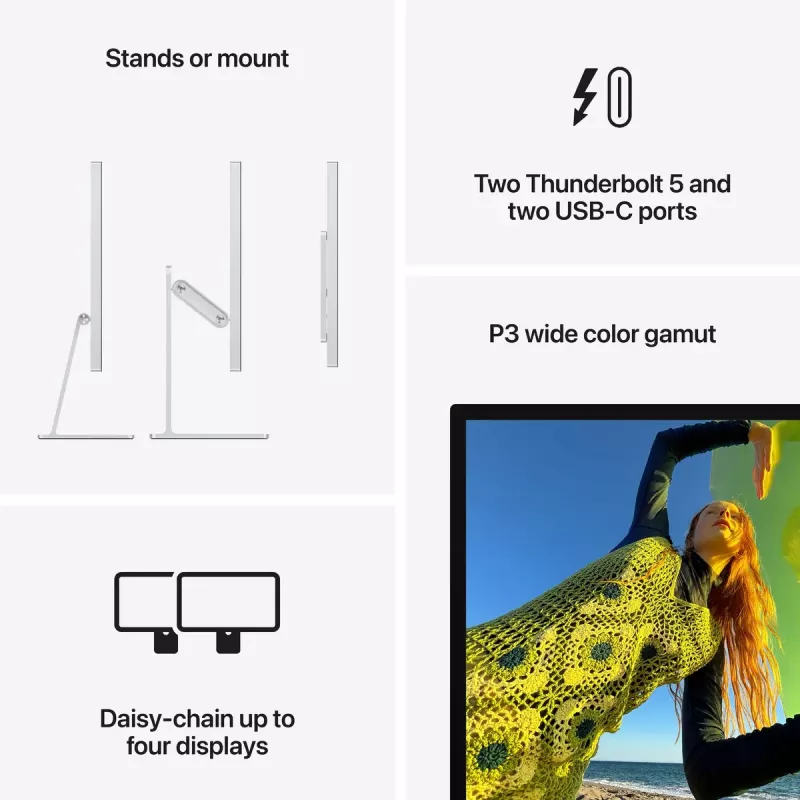 Monitor Apple Studio Display 27 pollici 5K Ultra HD (5120×2880), LED, supporto regolabile in inclinazione, argento