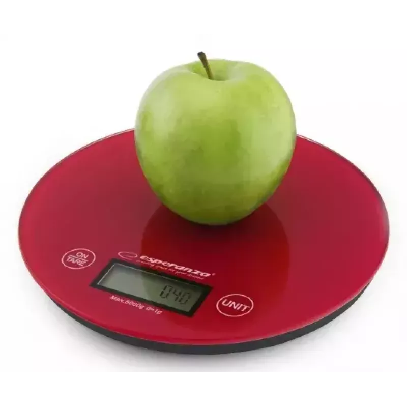 Bilancia da cucina elettronica ESPERANZA EKS003R — capacità 5 kg, tara, g/lb/oz, rossa