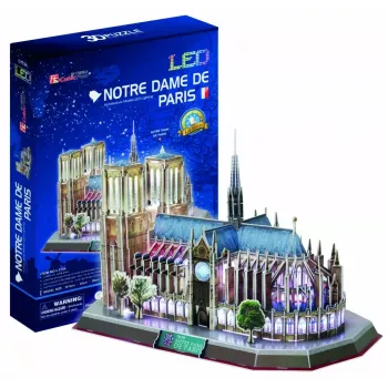 Puzzle 3D CubicFun Notre Dame (luce) — modello DA-20509, edizione leggera illuminata
