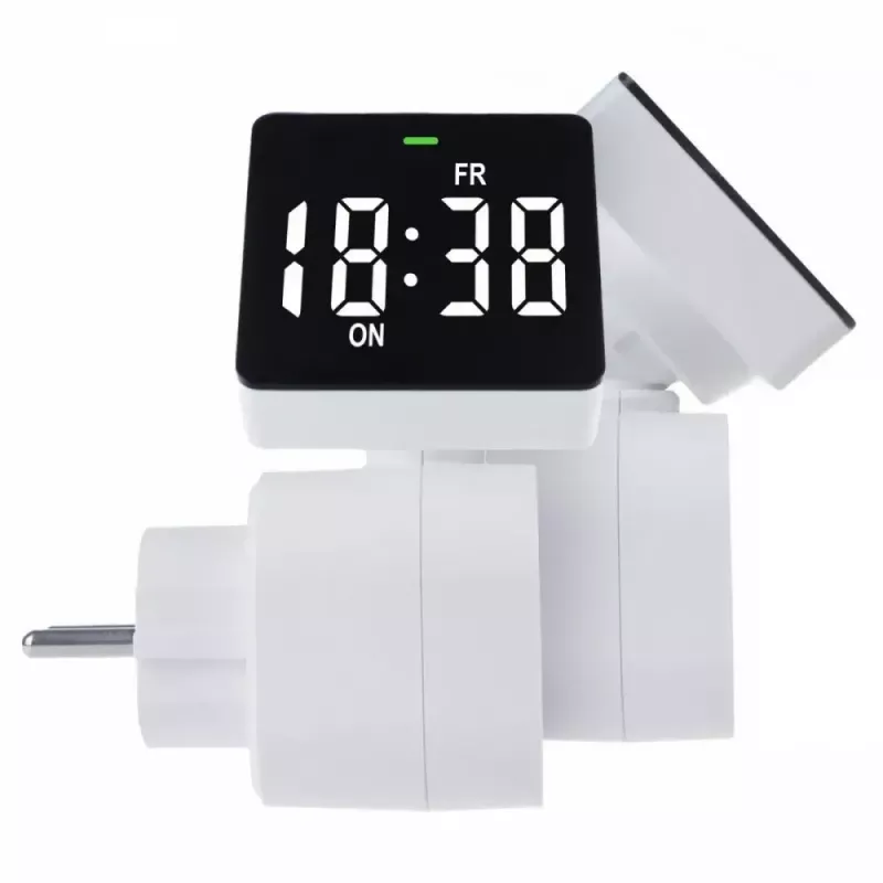 Timer digitale GreenBlue GB610E, carico max 16A, IP20, cicli on/off programmabili