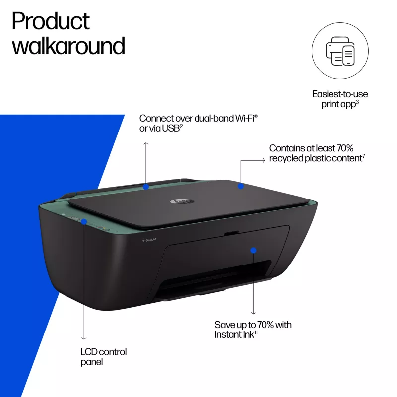Stampante inkjet All-in-One HP DeskJet 2923 – a colori, Wi‑Fi, A4, 4800x1200 DPI