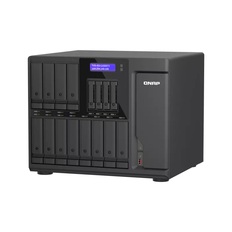 NAS/server di storage QNAP TVS-AIH1688ATX-U7-32G Tower 32 GB DDR5 0 TB QuTS hero Black