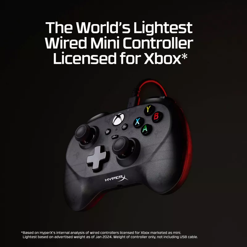HyperX Clutch Tanto Mini WD Controller da gaming, joystick, Xbox, Xbox One, con filo, USB, nero, 2,95 m
