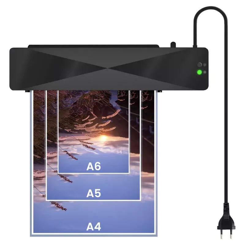 Plastificatrice a freddo/caldo SAVIO LR-01/B — larghezza massima di plastificazione 230 mm, 320 mm/min, 300 W, nero