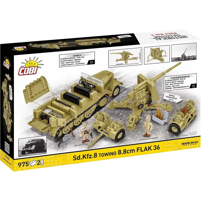 Cobi Blocks Sd.Kfz.8 con 8,8 cm Flak 36 set di costruzione, 975 pezzi