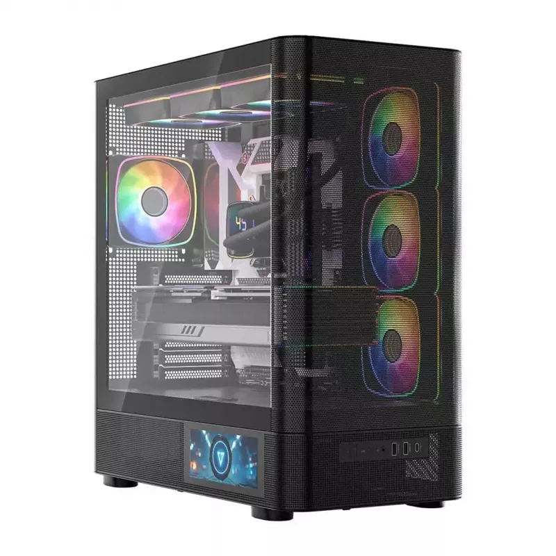 Case per PC MODECOM VOLCANO AQ400 ARGB MIDI nero — MODECOM MC-A-AQ400-4FA-B