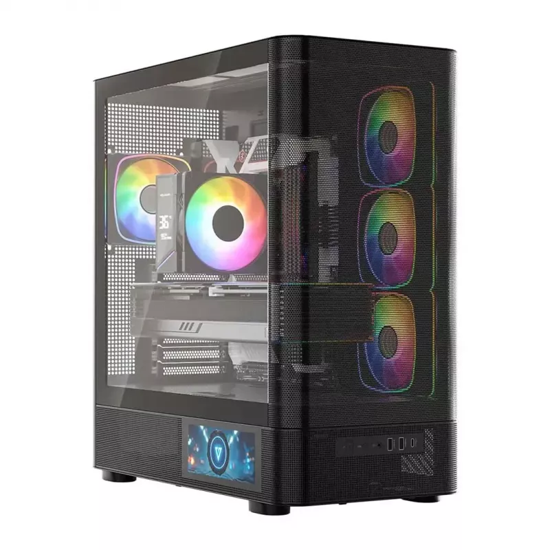 Case per PC MODECOM VOLCANO AQ400 ARGB MIDI nero — MODECOM MC-A-AQ400-4FA-B