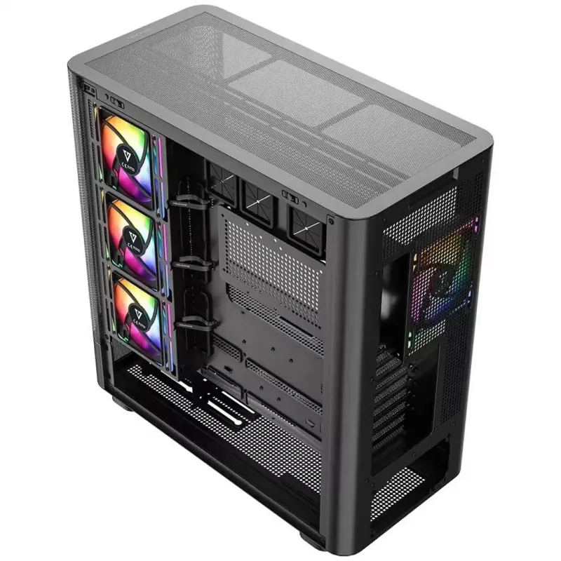 Case per PC MODECOM VOLCANO AQ400 ARGB MIDI nero — MODECOM MC-A-AQ400-4FA-B