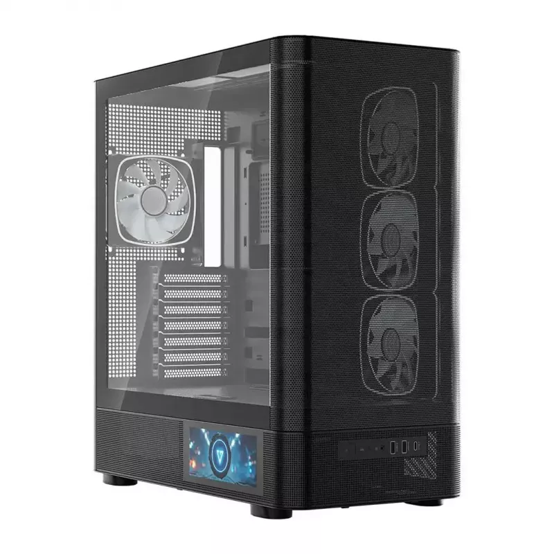 Case per PC MODECOM VOLCANO AQ400 ARGB MIDI nero — MODECOM MC-A-AQ400-4FA-B