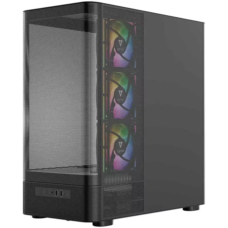 Case per PC MODECOM VOLCANO AQ400 ARGB MIDI nero — MODECOM MC-A-AQ400-4FA-B