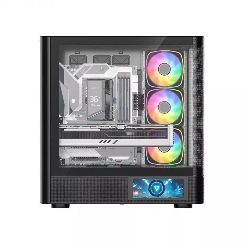 Case per PC MODECOM VOLCANO AQ400 ARGB MIDI nero — MODECOM MC-A-AQ400-4FA-B