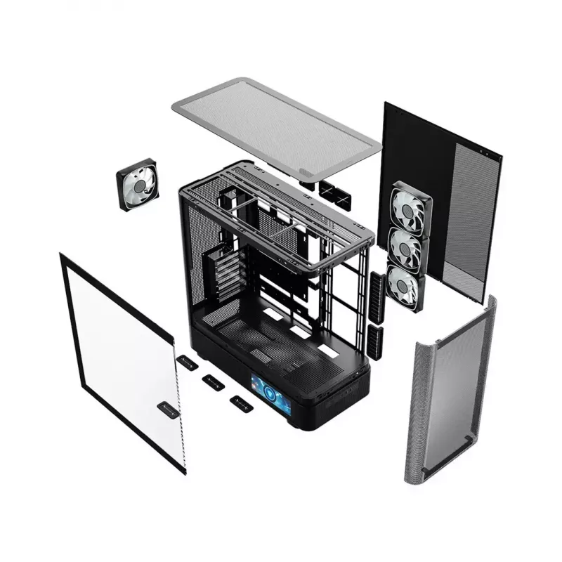Case per PC MODECOM VOLCANO AQ400 ARGB MIDI nero — MODECOM MC-A-AQ400-4FA-B