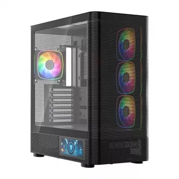 Case per PC MODECOM VOLCANO AQ400 ARGB MIDI nero — MODECOM MC-A-AQ400-4FA-B