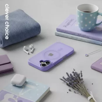 Custodia Crong Hybrid Matte Magnetic MagSafe per iPhone 17 — lavanda traslucido, PC+TPU