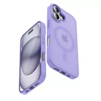 Custodia Crong Hybrid Matte Magnetic MagSafe per iPhone 17 — lavanda traslucido, PC+TPU