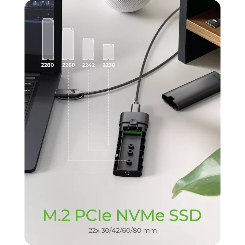 Case per M.2 NVMe ICY BOX con USB 3.2 Gen 2 Type-C, case per SSD, M.2, PCI Express, 10 Gbit/s, Hot-Swap, nero