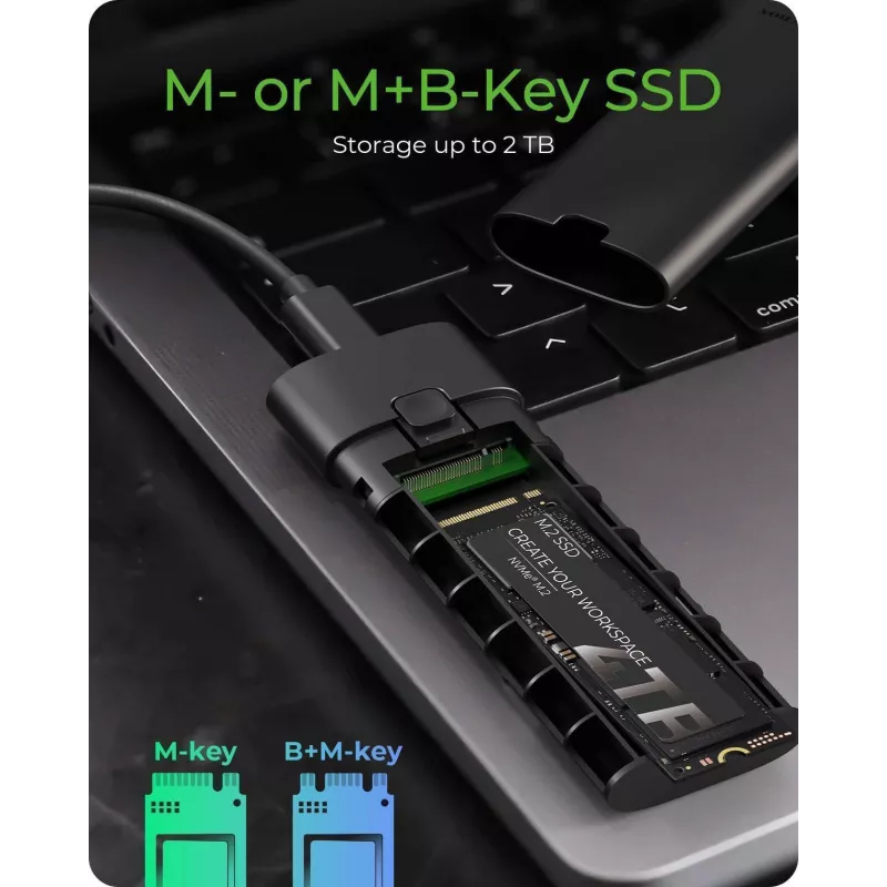Case per M.2 NVMe ICY BOX con USB 3.2 Gen 2 Type-C, case per SSD, M.2, PCI Express, 10 Gbit/s, Hot-Swap, nero