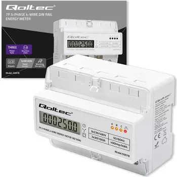 Contatore di energia trifase per guida DIN QOLTEC 50978 — 400 V, 100 A