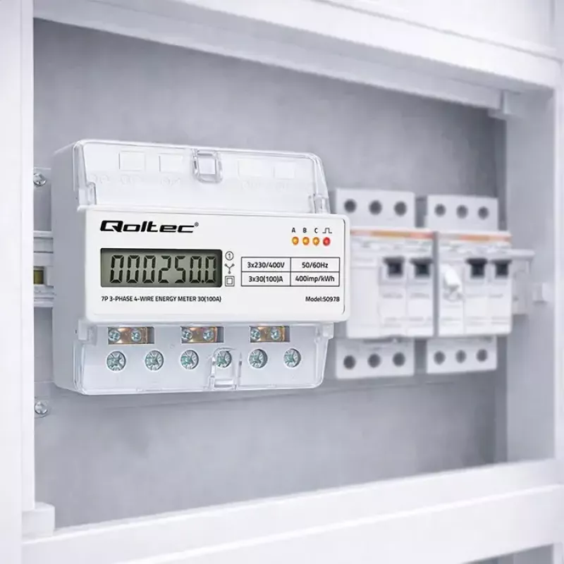 Contatore di energia trifase per guida DIN QOLTEC 50978 — 400 V, 100 A