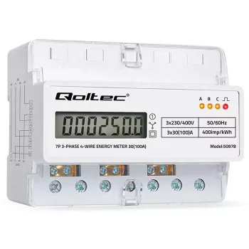 Contatore di energia trifase per guida DIN QOLTEC 50978 — 400 V, 100 A