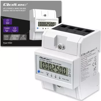 Contatore di energia trifase QOLTEC 50980 — 400 V, 100 A con reset