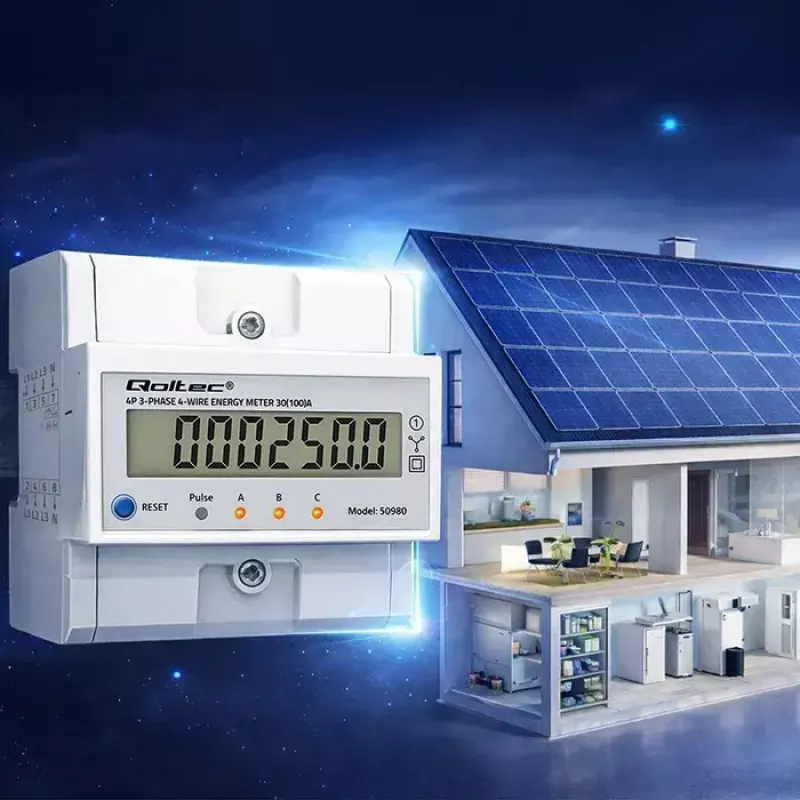 Contatore di energia trifase QOLTEC 50980 — 400 V, 100 A con reset