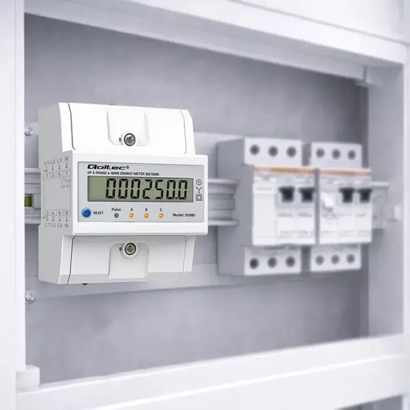 Contatore di energia trifase QOLTEC 50980 — 400 V, 100 A con reset
