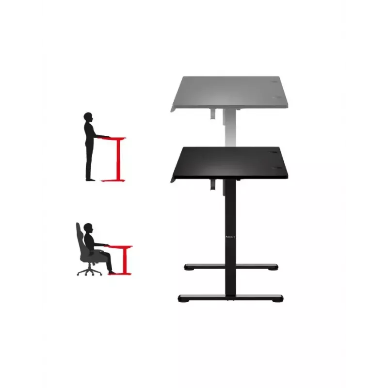 Scrivania gaming dritta Huzaro Hero 8.2 nero MDF rettangolare 1200x600 mm, regolabile in altezza 720–1180 mm, portata 80 kg